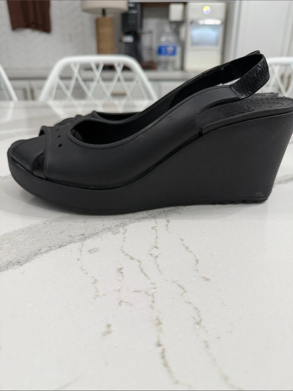 CROCS Women’s Black Slingback Peep-Toe Sandals